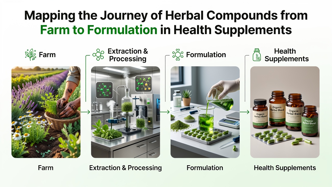 Mapping the Journey of Herbal Compounds from Farm to Formulation in Health Supplements